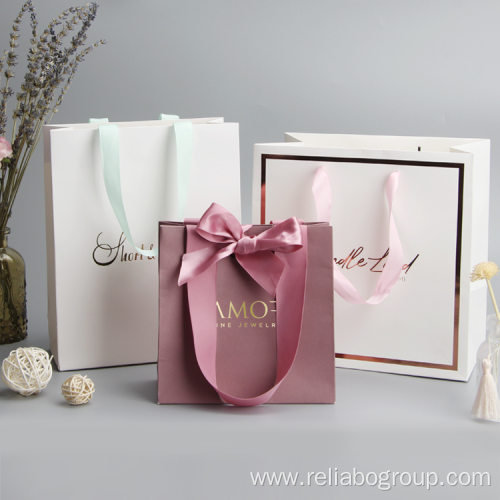 Luxury ribbon handle boutique tote paper gift bags